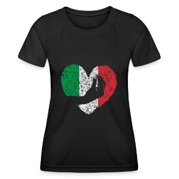 Italie. Geste de la main typiquement italien avec le cœur. - T-shirt sport Femme - noir - Devant - AI Model Female 172 light (172cm)