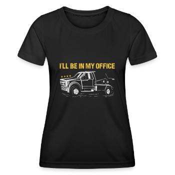 Je serai dans mon bureau Opérateur de dépanneuse - T-shirt sport Femme - noir - Devant - AI Model Female 172 light (172cm)
