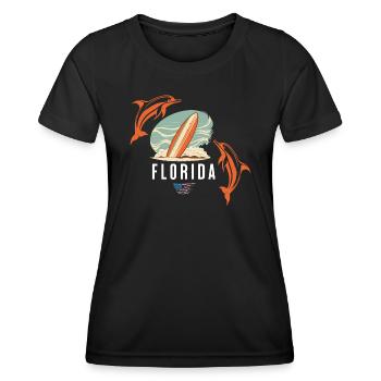 Surf en Floride - T-shirt sport Femme - noir - Devant - AI Model Female 172 light (172cm)