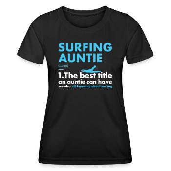Sport Auntie Surfing - Frauen Funktions-T-Shirt - Schwarz - Vorne - AI Model Female 172 light (172cm)