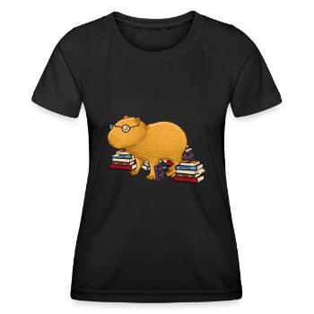 Capybara Livres Lecture avec lunettes Nerd - T-shirt sport Femme - noir - Devant - AI Model Female 172 light (172cm)