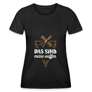 Das Sind Meine Waffen Frisör Friseur Geschenk - Frauen Funktions-T-Shirt - Schwarz - Vorne - AI Model Female 172 light (172cm)