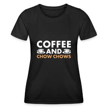 Café et Chow Chow - T-shirt sport Femme - noir - Devant - AI Model Female 172 light (172cm)