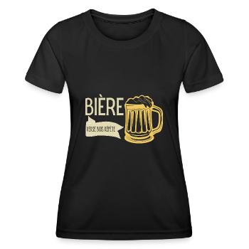 bière - T-shirt sport Femme - noir - Devant - AI Model Female 172 light (172cm)