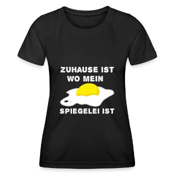 Zuhause Ist Wo Mein Spiegelei Ist Eierfan - Frauen Funktions-T-Shirt - Schwarz - Vorne - AI Model Female 172 light (172cm)