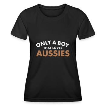 Chien seulement un garçon qui aime l’Aussie - T-shirt sport Femme - noir - Devant - AI Model Female 172 light (172cm)