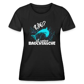 Bauchtasche - Frauen Funktions-T-Shirt - Schwarz - Vorne - AI Model Female 172 light (172cm)