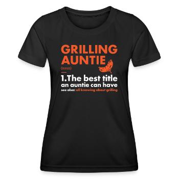 Griller Auntie Definition Grilling - Frauen Funktions-T-Shirt - Schwarz - Vorne - AI Model Female 172 light (172cm)