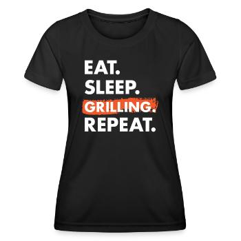 Griller Eat Sleep Grilling - Frauen Funktions-T-Shirt - Schwarz - Vorne - AI Model Female 172 light (172cm)