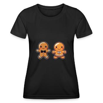 Femme en pain d’épices et bonhomme en pain d’épices - T-shirt sport Femme - noir - Devant - AI Model Female 172 light (172cm)