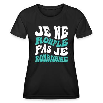 Je ne ronfle pas je ronronne - T-shirt sport Femme - noir - Devant - AI Model Female 172 light (172cm)