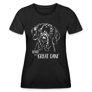 Aimé par un grand chien danois disant chiens Wilsigns - T-shirt sport Femme - noir - Devant - AI Model Female 172 light (172cm)