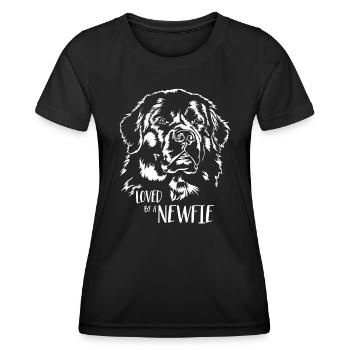 Aimé par un chien Terre-Neuve Newfie qui dit chiens - T-shirt sport Femme - noir - Devant - AI Model Female 172 light (172cm)