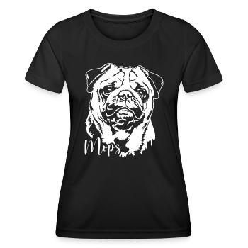 Mops Portrait Hund Hunde Wilsigns - Frauen Funktions-T-Shirt - Schwarz - Vorne - AI Model Female 172 light (172cm)