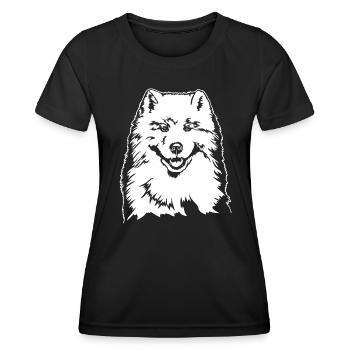 Samoyède Portrait Chien Chiens Wilsigns - T-shirt sport Femme - noir - Devant - AI Model Female 172 light (172cm)