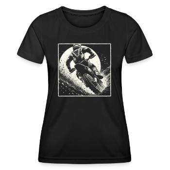 Manga Motocross Gift - Vintage Dirt Bike - Women's Functional T-Shirt - black - Front - AI Model Female 172 light (172cm)