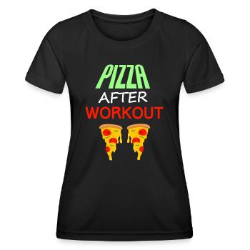 Pizza nach dem Training, Fitness + Essen Angebot - Frauen Funktions-T-Shirt - Schwarz - Vorne - AI Model Female 172 light (172cm)