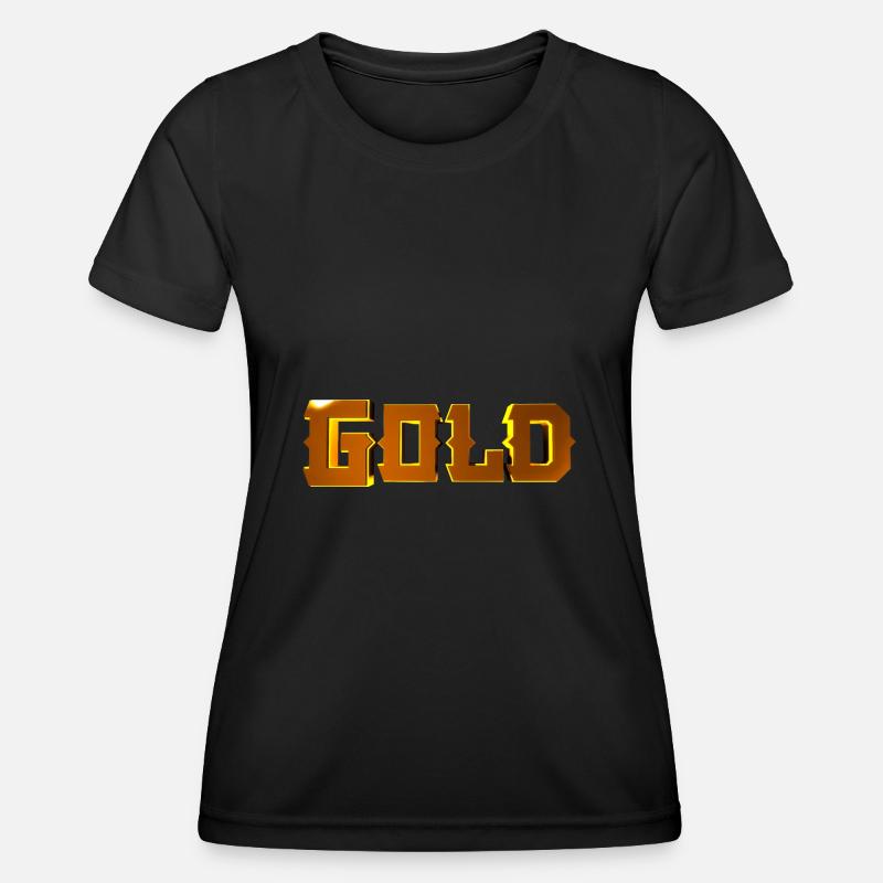 Gold Stylized Text - Women's Functional T-Shirt - black