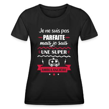 Pas parfaite ambulancière,ambulance,idée cadeau - T-shirt sport Femme - noir - Devant - AI Model Female 172 light (172cm)