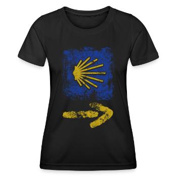 Buen Camino - Jakobsweg - Pilgertour - Santiago - Frauen Funktions-T-Shirt - Schwarz - Vorne - AI Model Female 172 light (172cm)