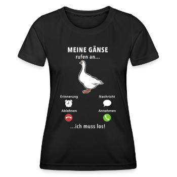 Meine Gänse rufen an - ich muss los - Spruch - Frauen Funktions-T-Shirt - Schwarz - Vorne - AI Model Female 172 light (172cm)