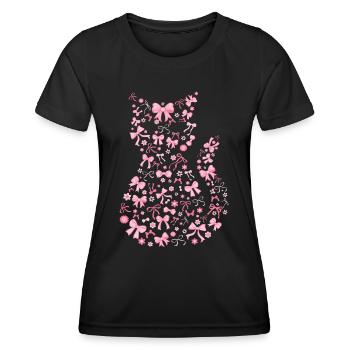 Cadeau Mignon Noeud Coquette Rose Chat - T-shirt sport Femme - noir - Devant - AI Model Female 172 light (172cm)