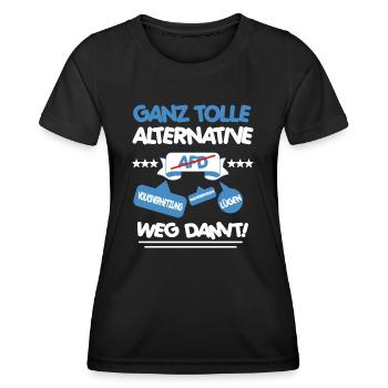 AfD stoppen gegen rechts Demokratie verteidigen - Frauen Funktions-T-Shirt - Schwarz - Vorne - AI Model Female 172 light (172cm)