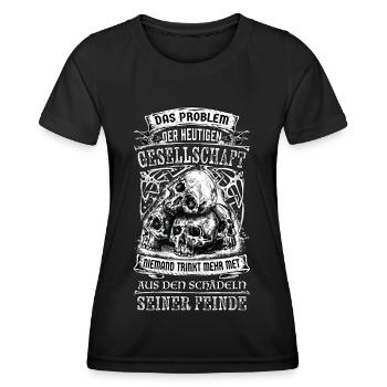 Lustiges Wikinger Sprüche Shirt - Frauen Funktions-T-Shirt - Schwarz - Vorne - AI Model Female 172 light (172cm)