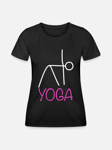 Yoga Figur - Frauen Funktions-T-Shirt - Schwarz