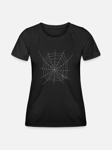 Halloween Spinnennetz mit Spinne - Frauen Funktions-T-Shirt - Schwarz