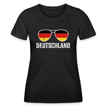 Deutschland Germany Sonnenbrille Germania Flagge - Frauen Funktions-T-Shirt - Schwarz - Vorne - AI Model Female 172 light (172cm)