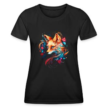 Floral Fox - Women's Functional T-Shirt - black - Front - AI Model Female 172 light (172cm)