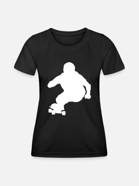 Downhill Longboarding - Frauen Funktions-T-Shirt - Schwarz