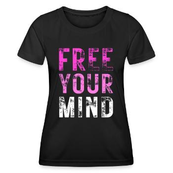 LIBÉREZ VOTRE – Couleur Violet, Rose, Blanc - T-shirt sport Femme - noir - Devant - AI Model Female 172 light (172cm)