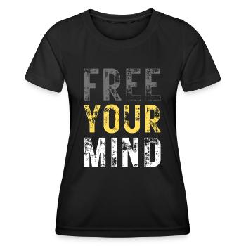LIBÉREZ VOTRE – couleur grise, jaune, blanc - T-shirt sport Femme - noir - Devant - AI Model Female 172 light (172cm)
