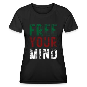 FREE YOUR MIND – color green, red, white - Women's Functional T-Shirt - black - Front - AI Model Female 172 light (172cm)