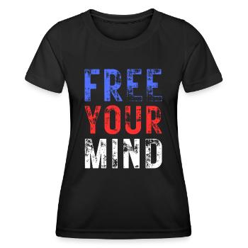 LIBÉREZ VOTRE – couleur bleu, rouge, blanc - T-shirt sport Femme - noir - Devant - AI Model Female 172 light (172cm)