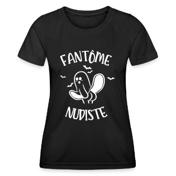 fantôme nudiste - T-shirt sport Femme - noir - Devant - AI Model Female 172 light (172cm)