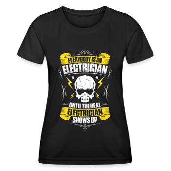 Elektroniker Elektriker Elektroinstallateur - Frauen Funktions-T-Shirt - Schwarz - Vorne - AI Model Female 172 light (172cm)