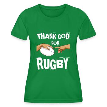 Rugby shirt Michelangelo's hands - Women's Functional T-Shirt - kelly green - Front - AI Model Female 172 dark (172cm)