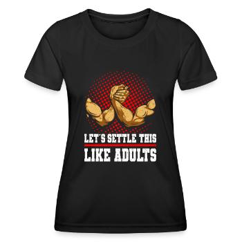 Armdrücken Lustiges Arm Wrestling Arm Drücken - Frauen Funktions-T-Shirt - Schwarz - Vorne - AI Model Female 172 light (172cm)