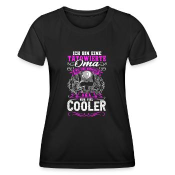 Tätowierte Oma Tattoo Tattoos Totenkopf - Frauen Funktions-T-Shirt - Schwarz - Vorne - AI Model Female 172 light (172cm)