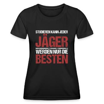 Anyone can study; Hunters are the best - Women's Functional T-Shirt - black - Front - AI Model Female 172 light (172cm)