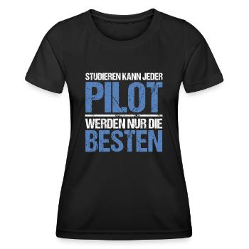 Anyone can study - Pilot Edition - Women's Functional T-Shirt - black - Front - AI Model Female 172 light (172cm)
