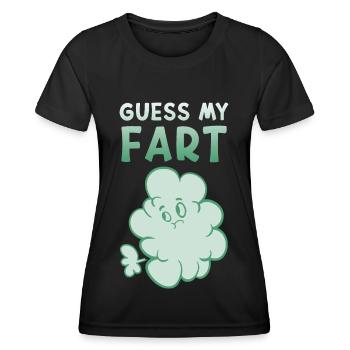 Pet flatulences Pet Péter Devinez mon pet - T-shirt sport Femme - noir - Devant - AI Model Female 172 light (172cm)