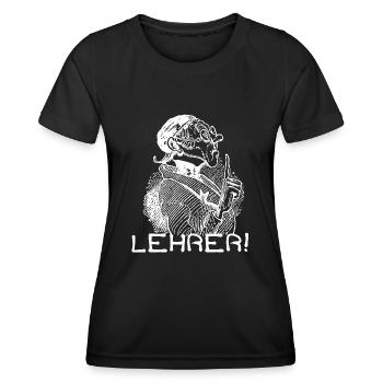 Lehrer Lehrkraft | Wilhelm Busch Lehrer Lämpel - Frauen Funktions-T-Shirt - Schwarz - Vorne - AI Model Female 172 light (172cm)