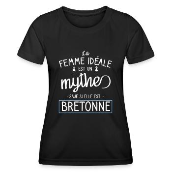 Femme idéale est bretonne. Cadeau femme fête - T-shirt sport Femme - noir - Devant - AI Model Female 172 light (172cm)