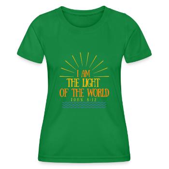 I am the light of the world - Christian Clothing - Women's Functional T-Shirt - kelly green - Front - AI Model Female 172 dark (172cm)