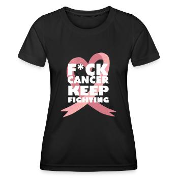 fuck cancer keep fighting besiegen brustkrebs rosa - Frauen Funktions-T-Shirt - Schwarz - Vorne - AI Model Female 172 light (172cm)