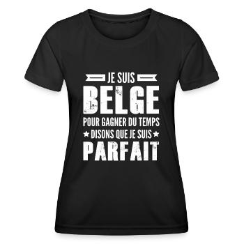 belge parfait / humour belge - T-shirt sport Femme - noir - Devant - AI Model Female 172 light (172cm)